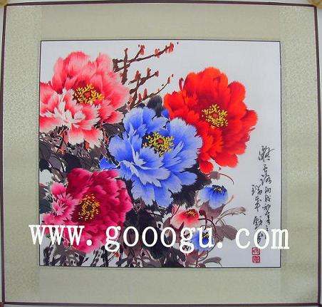 牡丹富貴蘇繡，蘇州刺繡牡丹畫，鎮(zhèn)湖蘇繡廠