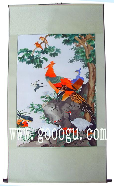 蘇繡掛畫，百鳥朝鳳圖案，容易攜帶的禮品