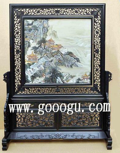 山水雙面繡，山水蘇繡精品，刺繡山水?dāng)[件收藏品
